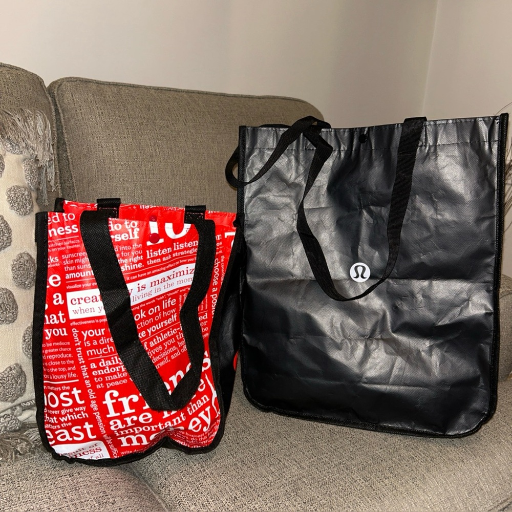 Lululemon Reusable Shopping Bags Lot Of  2 Assorted Sizes Lunch Etc